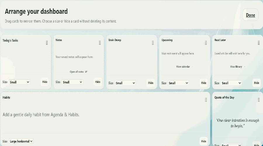 Resizing a dashboard widget to large