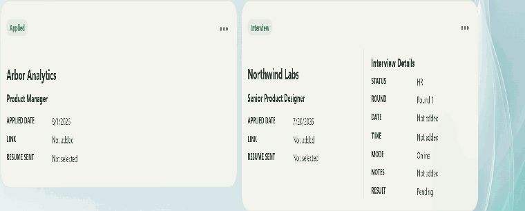 Adding a new application to the Job Tracker